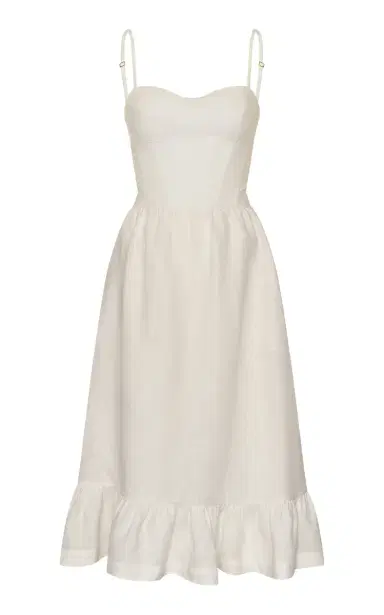 Andres Otalora Inspiras Eyelet Linen Midi Dress | Thumbnail 1