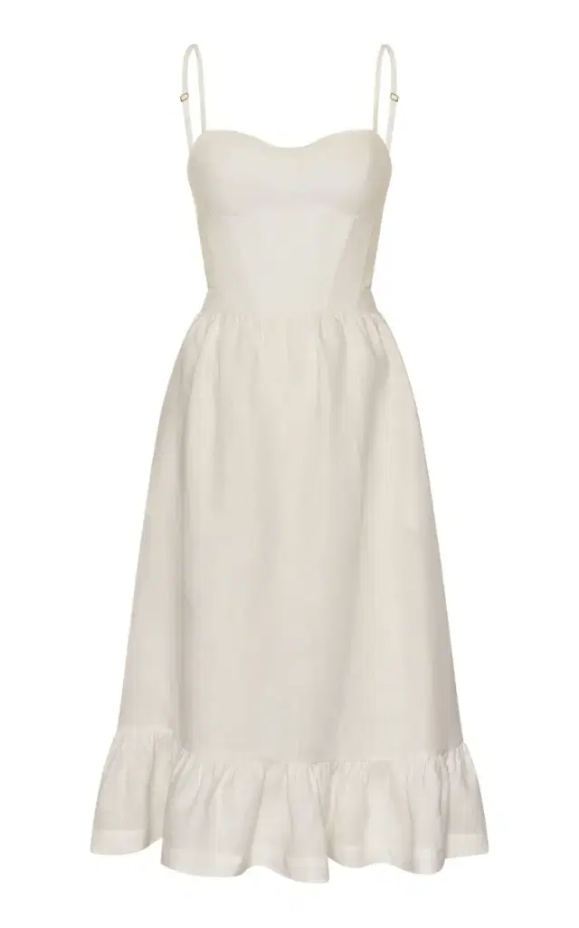 Inspiras Eyelet Linen Midi Dress