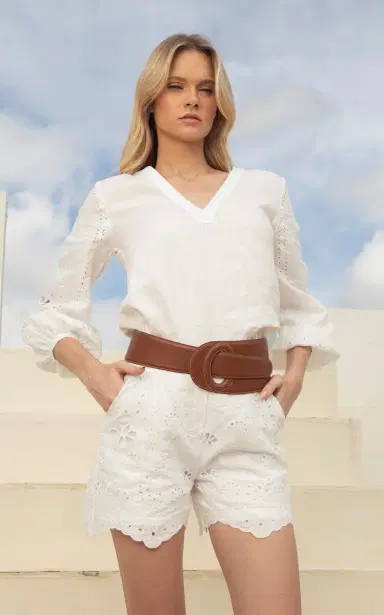 Andres Otalora Liaraa Eyelet Linen Shorts | Thumbnail 2