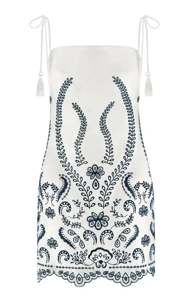 Exclusive Luz Nace Embroidered Linen Mini Dress