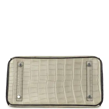 HERMÈS Pre-owned Hermes Special Order (HSS) Birkin 30 Gris Perle and Prunoir Matte Alligator Brushed Palladium Hardware | Thumbnail 6 HERMÈS Pre-owned Hermes Special Order (HSS) Birkin 30 Gris Perle and Prunoir Matte Alligator Brushed Palladium Hardware | Thumbnail 6
