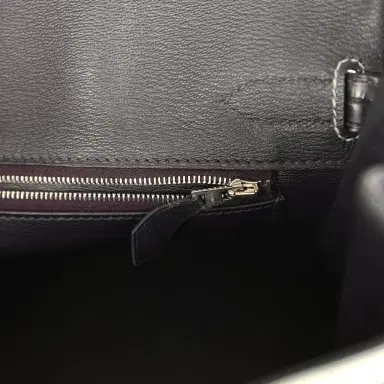HERMÈS Pre-owned Hermes Special Order (HSS) Birkin 30 Gris Perle and Prunoir Matte Alligator Brushed Palladium Hardware | Thumbnail 9 HERMÈS Pre-owned Hermes Special Order (HSS) Birkin 30 Gris Perle and Prunoir Matte Alligator Brushed Palladium Hardware | Thumbnail 9