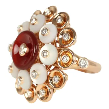 Van Cleef & Arpels Van Cleef & Arpels Bouton D’or Ring Carnelian, Mother Of Pearl 18K Rose Gold Hardware & Diamonds | Thumbnail 3 Van Cleef & Arpels Van Cleef & Arpels Bouton D’or Ring Carnelian, Mother Of Pearl 18K Rose Gold Hardware & Diamonds | Thumbnail 3