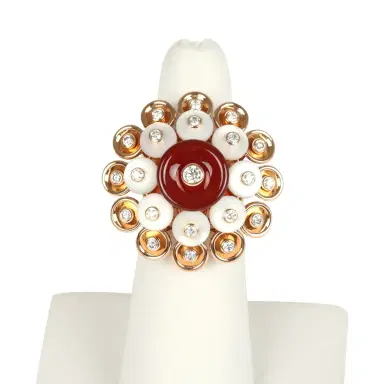 Van Cleef & Arpels Van Cleef & Arpels Bouton D’or Ring Carnelian, Mother Of Pearl 18K Rose Gold Hardware & Diamonds | Thumbnail 7 Van Cleef & Arpels Van Cleef & Arpels Bouton D’or Ring Carnelian, Mother Of Pearl 18K Rose Gold Hardware & Diamonds | Thumbnail 7