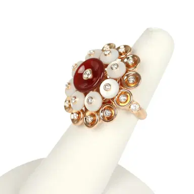 Van Cleef & Arpels Van Cleef & Arpels Bouton D’or Ring Carnelian, Mother Of Pearl 18K Rose Gold Hardware & Diamonds | Thumbnail 8 Van Cleef & Arpels Van Cleef & Arpels Bouton D’or Ring Carnelian, Mother Of Pearl 18K Rose Gold Hardware & Diamonds | Thumbnail 8