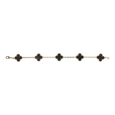 Van Cleef & Arpels Van Cleef & Arpels Vintage Alhambra 5 Motif Bracelet Silver Obsidian 18K Rose Gold Hardware | Thumbnail 2