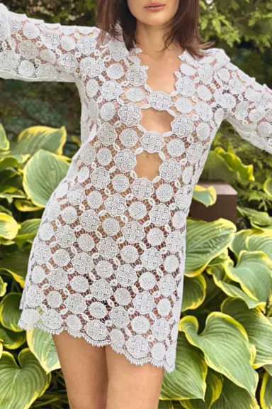 Miguelina Doily Lace Coverup Dress | Thumbnail 4