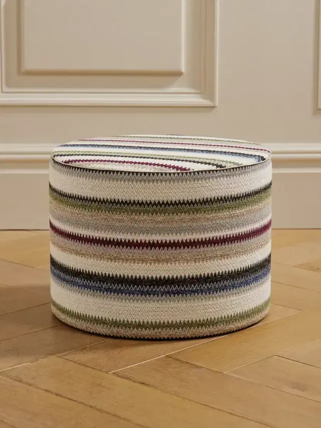 Striped Jacquard-knit Pouffe