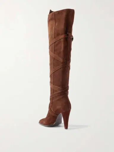 Saint Laurent Janis Embellished Over-the-knee Suede Boots | Thumbnail 3