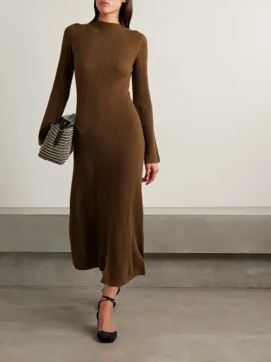 Le Kasha Logan Ribbed Organic Cashmere Midi Dress | Thumbnail 2 Le Kasha Logan Ribbed Organic Cashmere Midi Dress | Thumbnail 2