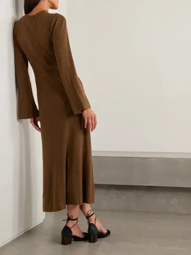 Le Kasha Logan Ribbed Organic Cashmere Midi Dress | Thumbnail 3 Le Kasha Logan Ribbed Organic Cashmere Midi Dress | Thumbnail 3