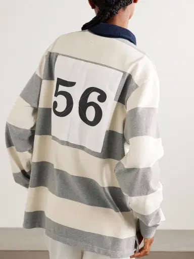 Aimé Leon Dore Script Embroidered Printed Striped Corduroy-trimmed Cotton Rugby Shirt | Thumbnail 3