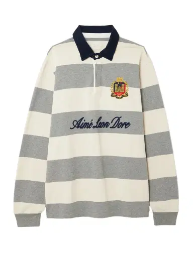 Aimé Leon Dore Script Embroidered Printed Striped Corduroy-trimmed Cotton Rugby Shirt | Thumbnail 1
