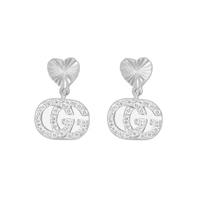 Gucci Running G 18K White Gold Diamond Drop Earrings by The Solist