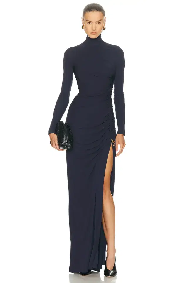 Bottega Veneta Long Sleeve Ruched Dress