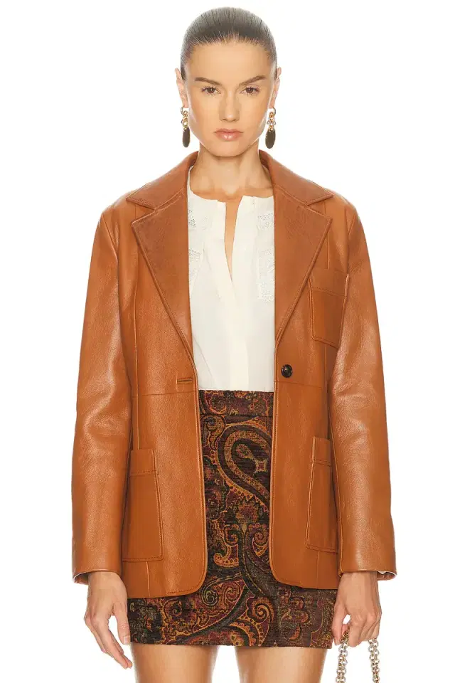 Chloe Slouch Leather Blazer