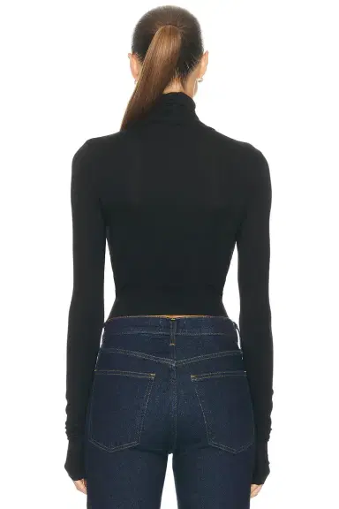 ÉTERNE Cropped Fitted Turtleneck Soft Jersey Top | Thumbnail 3