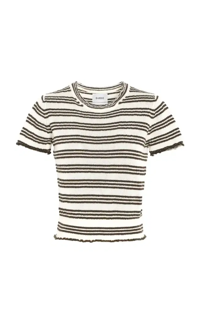 Cashmere-Cotton Blend Seersucker Top