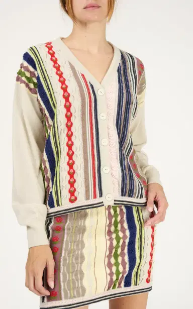Barrie Striped Cashmere Cardigan | Thumbnail 3