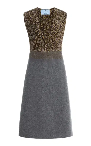 Prada Knit and Wool Midi Dress | Thumbnail 1 Prada Knit and Wool Midi Dress | Thumbnail 1