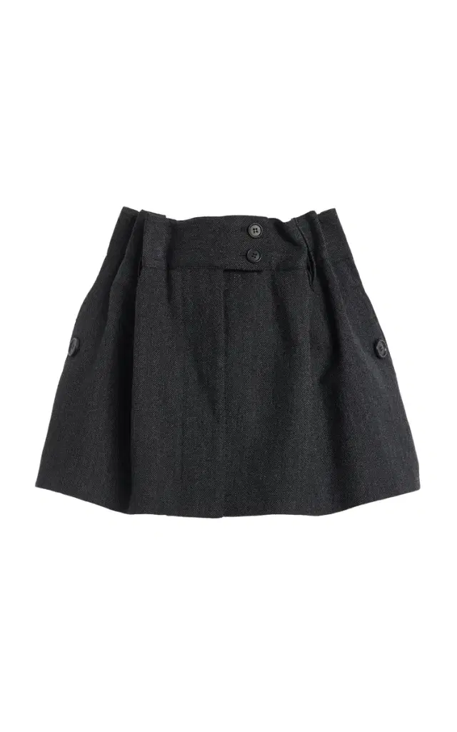 Herringbone Cotton Mini Skirt