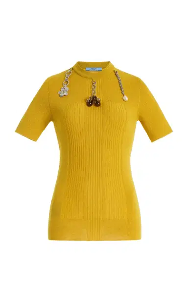 Prada Charm-Detailed Knit Wool Top | Thumbnail 1 Prada Charm-Detailed Knit Wool Top | Thumbnail 1