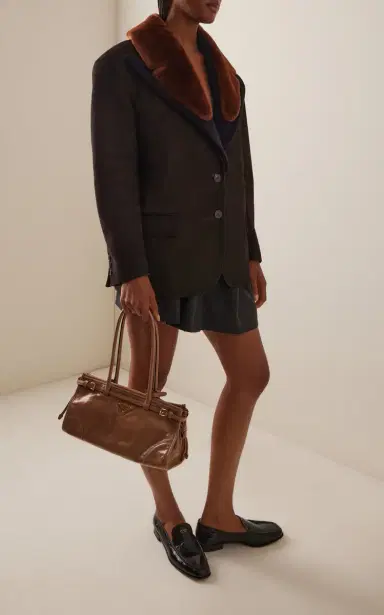 Prada Shearling-Trimmed Suede Caban Jacket | Thumbnail 2 Prada Shearling-Trimmed Suede Caban Jacket | Thumbnail 2