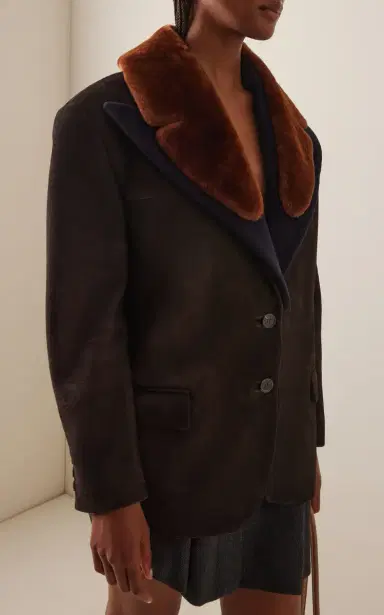 Prada Shearling-Trimmed Suede Caban Jacket | Thumbnail 3 Prada Shearling-Trimmed Suede Caban Jacket | Thumbnail 3