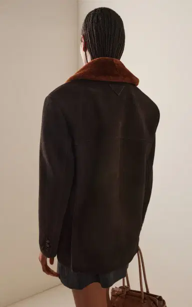 Prada Shearling-Trimmed Suede Caban Jacket | Thumbnail 4 Prada Shearling-Trimmed Suede Caban Jacket | Thumbnail 4