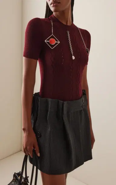 Prada Charm-Detailed Knit Wool Top | Thumbnail 2 Prada Charm-Detailed Knit Wool Top | Thumbnail 2
