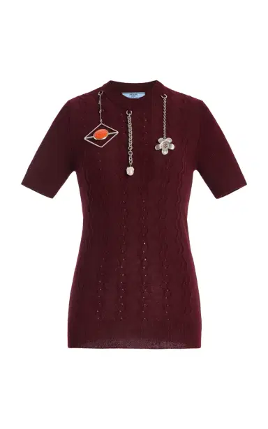 Prada Charm-Detailed Knit Wool Top | Thumbnail 1 Prada Charm-Detailed Knit Wool Top | Thumbnail 1