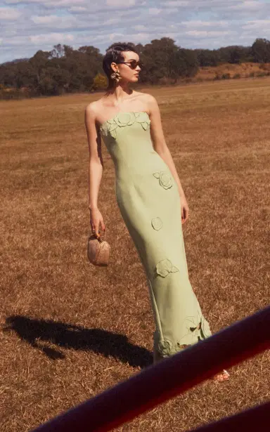 Leo Lin Rayna Floral-Appliquéd Crepe Maxi Dress | Thumbnail 5