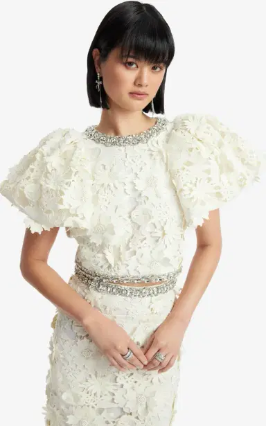 Leo Lin Lucia Embellished Lace Top | Thumbnail 6
