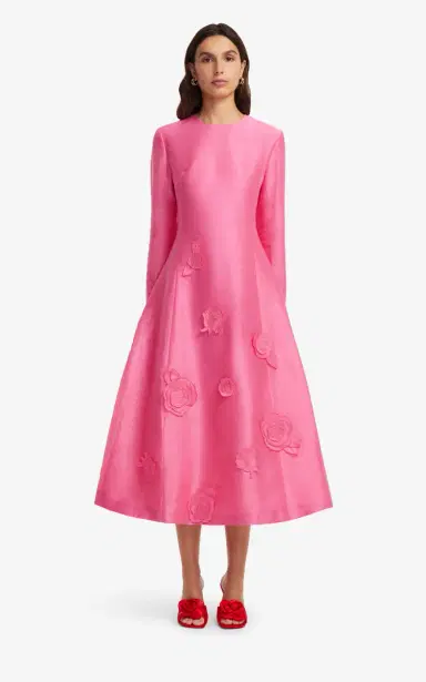 Leo Lin Amira Appliquéd Linen-Blend Midi Dress | Thumbnail 7