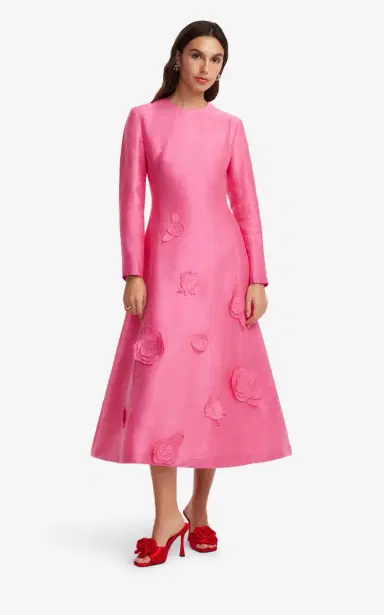 Leo Lin Amira Appliquéd Linen-Blend Midi Dress | Thumbnail 9