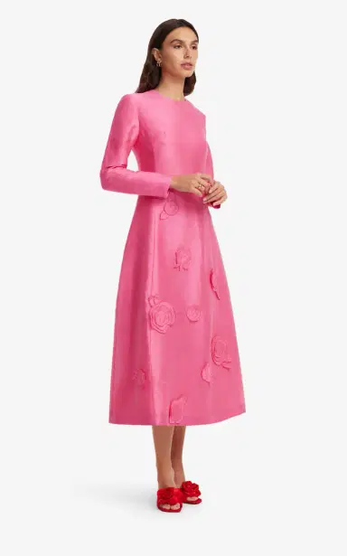 Leo Lin Amira Appliquéd Linen-Blend Midi Dress | Thumbnail 10
