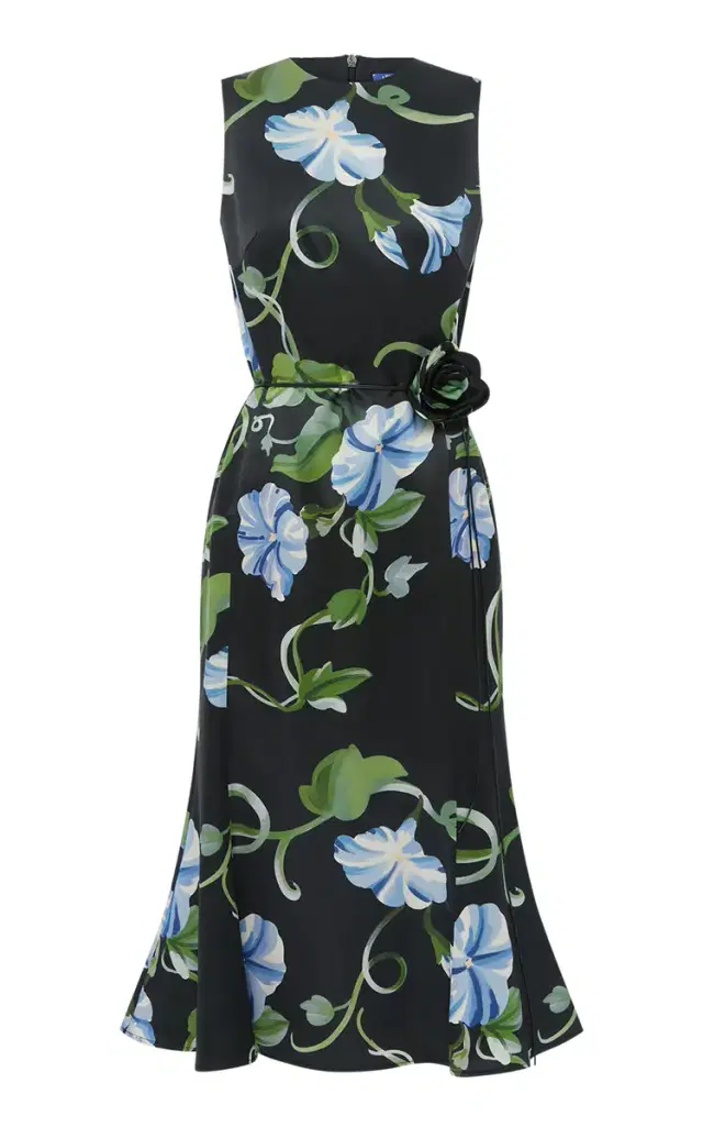 Olive Printed Midi Dress