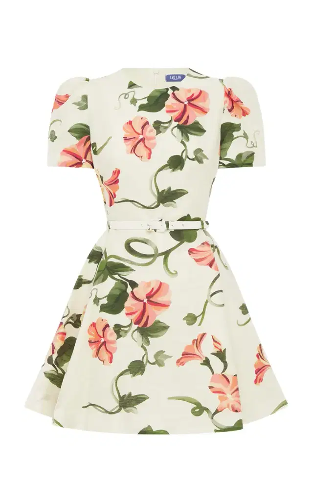 Leo Lin Elyse Printed Linen-Blend Mini Dress
