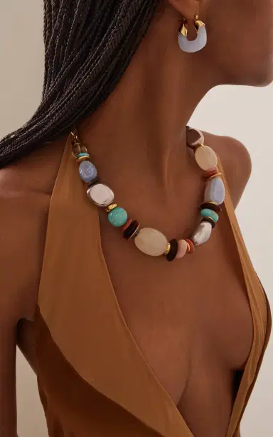 Lizzie Fortunato Mini Organic Hoops In Marbled Blue Lace | Thumbnail 2