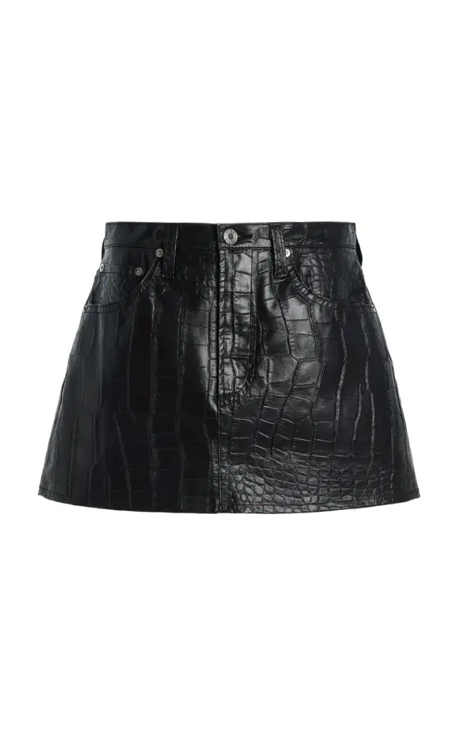 Keira Croc-Effect Faux-Leather Mini Skirt