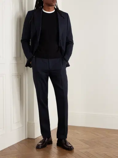 MR P. James Tapered Brushed Super 150s Wool-Twill Drawstring Trousers - Men | Thumbnail 2 MR P. James Tapered Brushed Super 150s Wool-Twill Drawstring Trousers - Men | Thumbnail 2