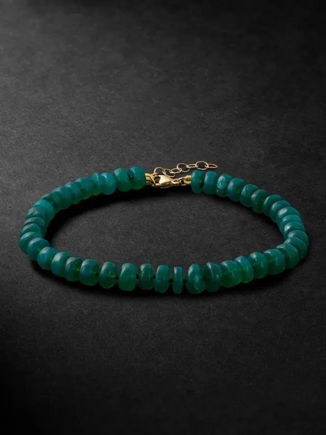 JIA JIA Jumbo 14-Karat Gold Opal Beaded Bracelet - Men