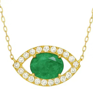 Wish Fine Jewelry 1.622ct Diamond 18K Gold Eye Pendant Necklace | Thumbnail 1