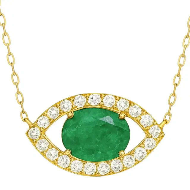 Wish Fine Jewelry 1.622ct Diamond 18K Gold Eye Pendant Necklace