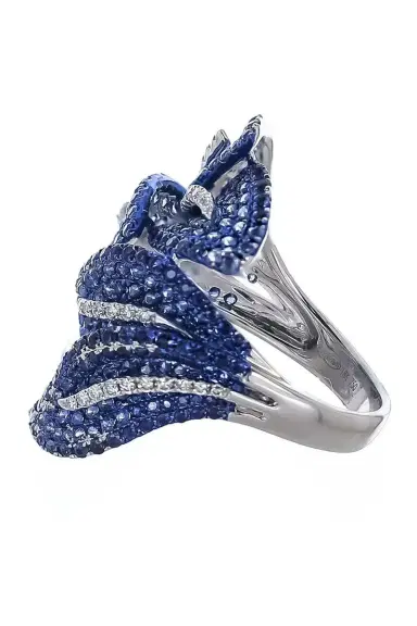 STEFERE Blue Sapphire Diamond Leaf Ring | Thumbnail 5