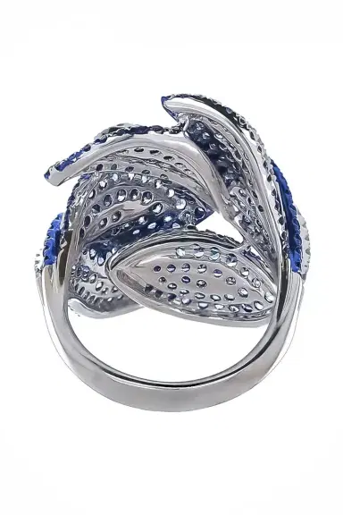 STEFERE Blue Sapphire Diamond Leaf Ring | Thumbnail 6