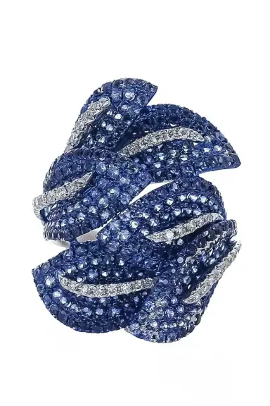 STEFERE Blue Sapphire Diamond Leaf Ring | Thumbnail 1