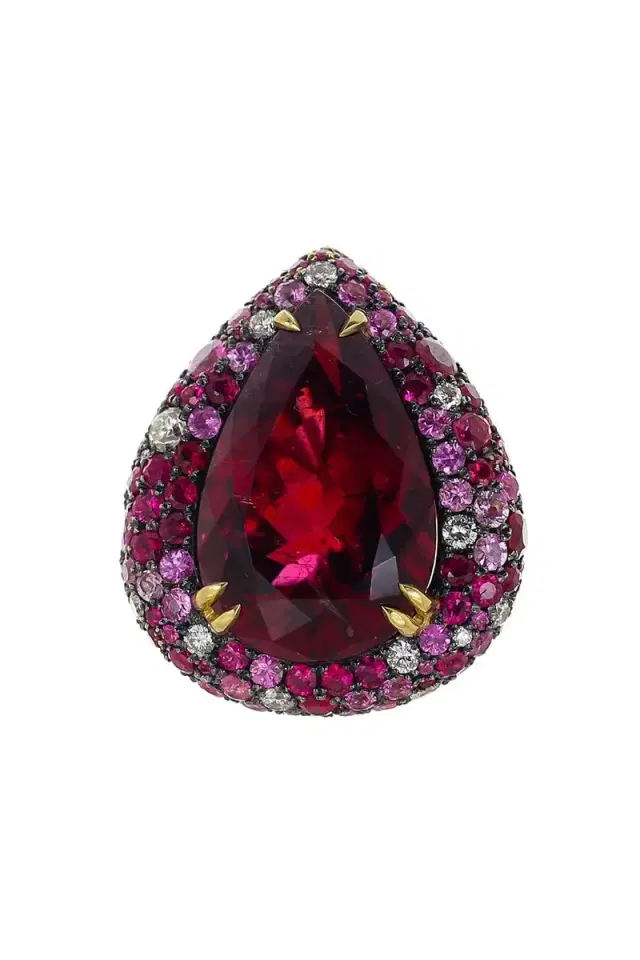 Rubellite Ruby Diamond Ring