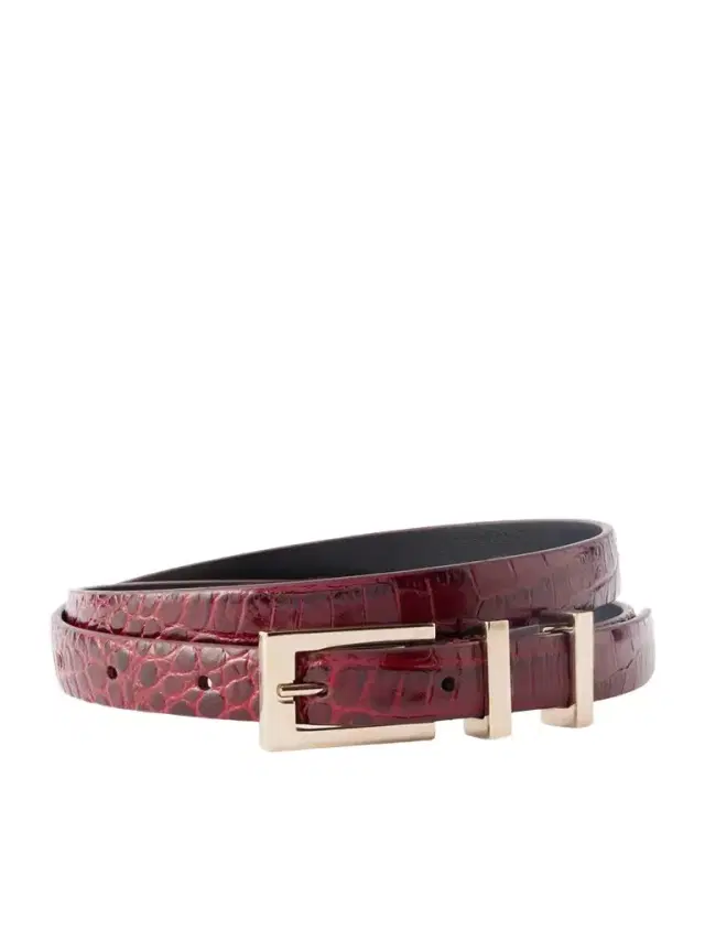 Croc-effect Patent-leather Belt