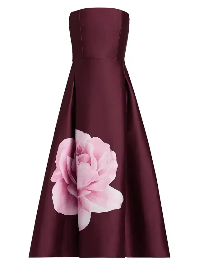 SACHIN BABI Women's Shay Strapless Tea-Length Dress - Bordeaux Esperance